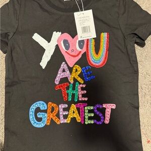 Lola + The Boys Black 'You Are The Greatest' Sequin T-Shirt